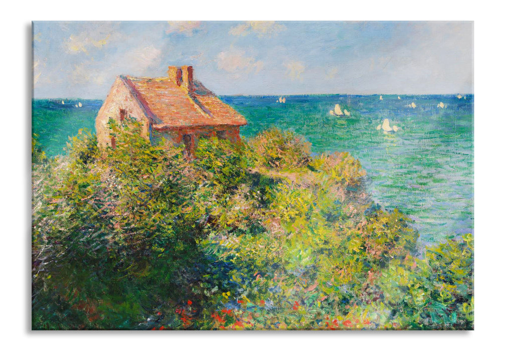 Pixxprint Claude Monet - Fischer-Häuschen in Varengeville, Glasbild