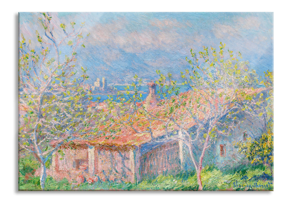 Pixxprint Claude Monet - Gärtner Häuschen in Antibes, Glasbild