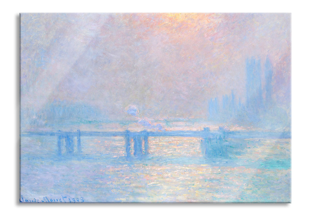 Claude Monet - Le Soleil sur la Tamise à Londres broui, Glasbild