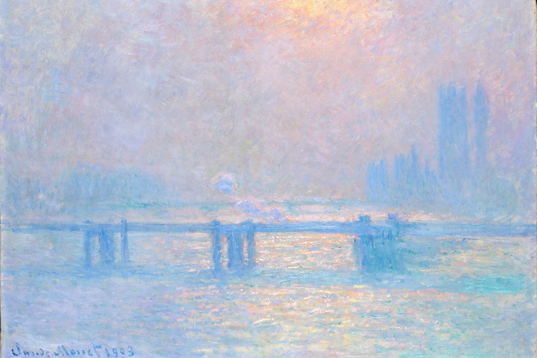 Claude Monet - Le Soleil sur la Tamise à Londres broui, Glasbild