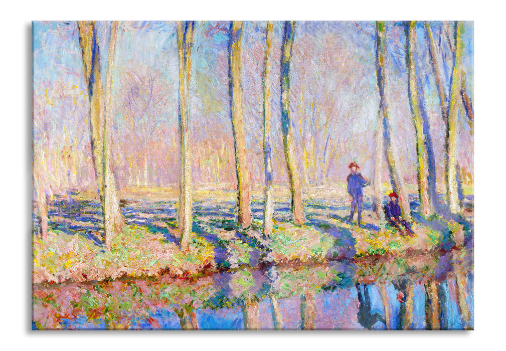 Pixxprint Claude Monet - Pierre Hoschede und Michel Monet am Ufer, Glasbild