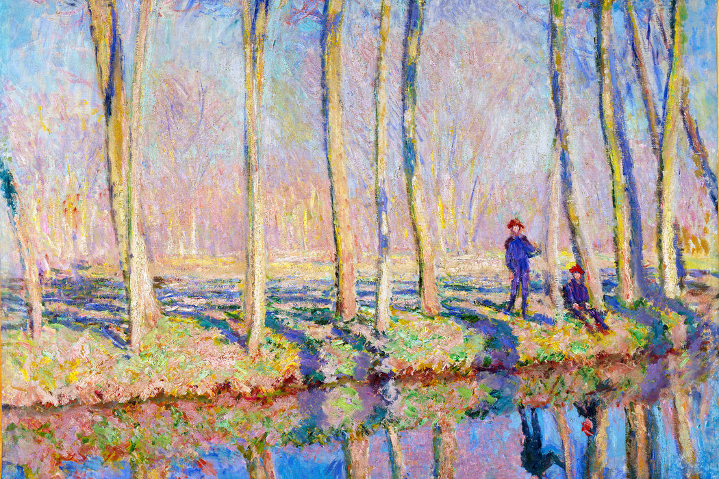 Claude Monet - Pierre Hoschede und Michel Monet am Ufer, Glasbild
