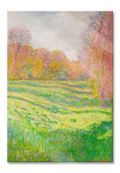 Pixxprint Claude Monet - Wiese in Giverny, Glasbild