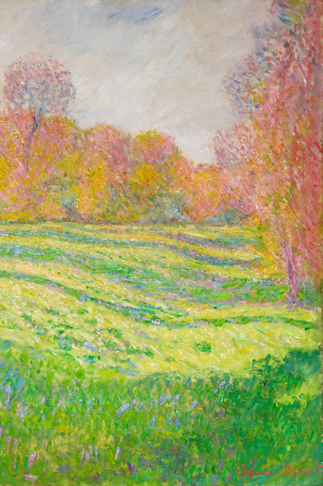 Claude Monet - Wiese in Giverny, Glasbild