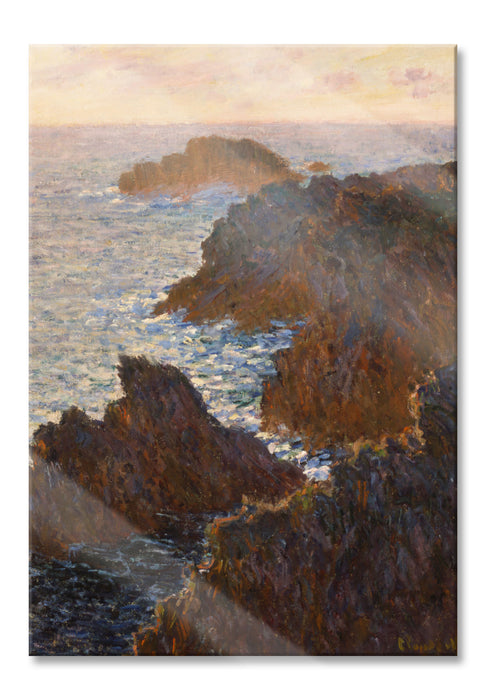 Pixxprint Claude Monet - Felsen in Belle-ile Port-Domois, Glasbild