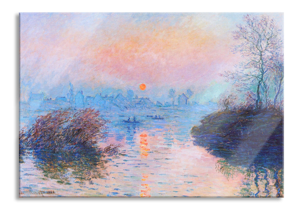Claude Monet - Sonnenuntergang auf der Seine im Winter, Glasbild
