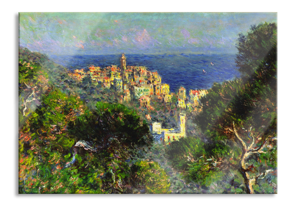 Pixxprint Claude Monet - Aussicht von Bordighiera, Glasbild