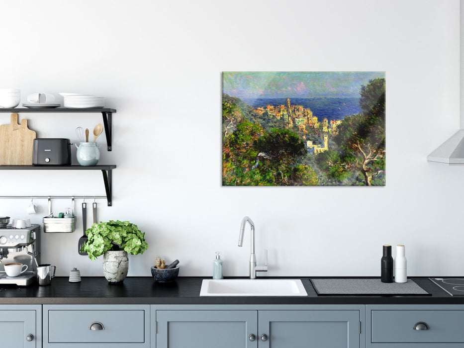 Claude Monet - Aussicht von Bordighiera, Glasbild