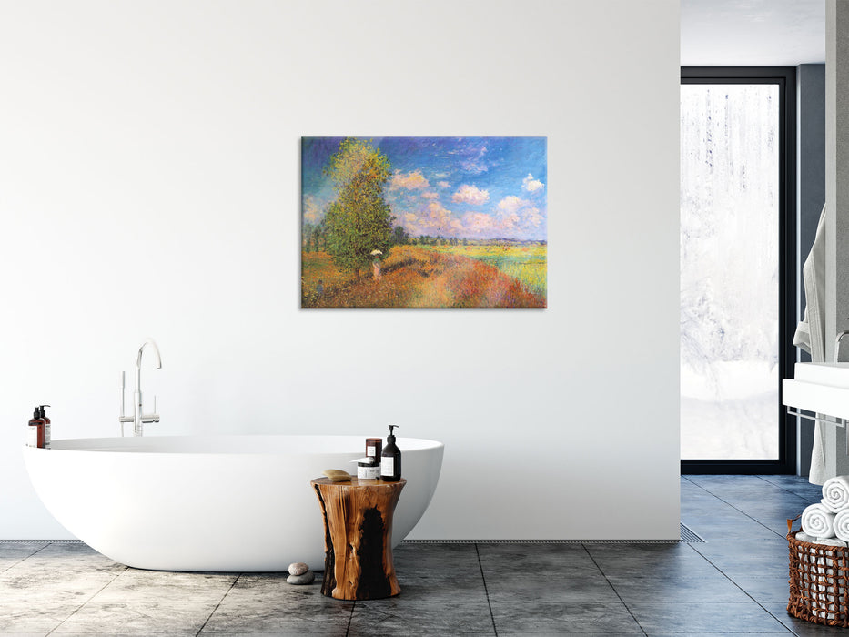 Claude Monet - Mohnfeld im Sommer, Glasbild