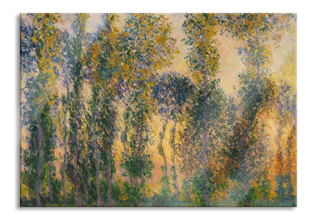 Claude Monet - Pappeln in Giverny bei Sonnenaufgang  , Glasbild