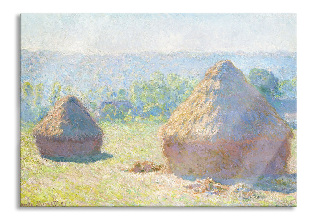 Claude Monet - Heuschober Sommerende , Glasbild