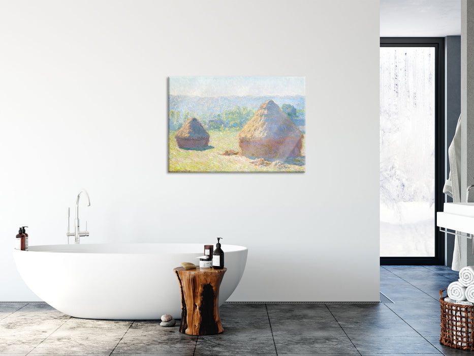 Claude Monet - Heuschober Sommerende , Glasbild