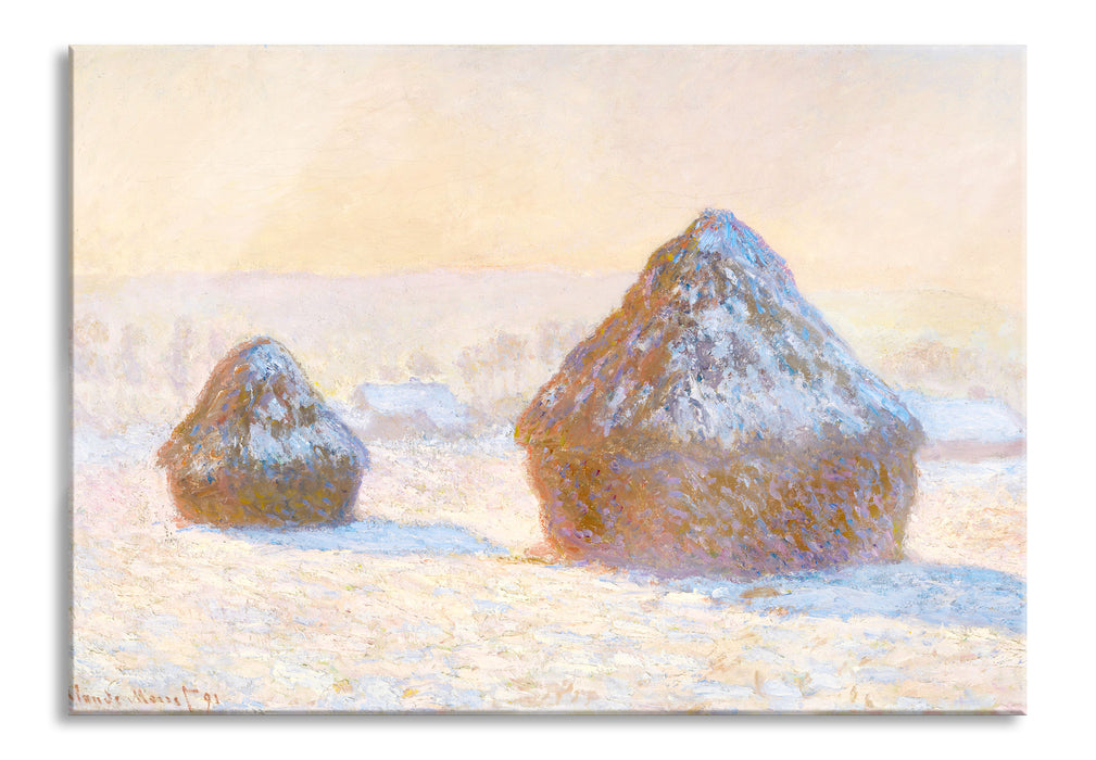 Pixxprint Claude Monet - Heuschober Schneeeffekt , Glasbild