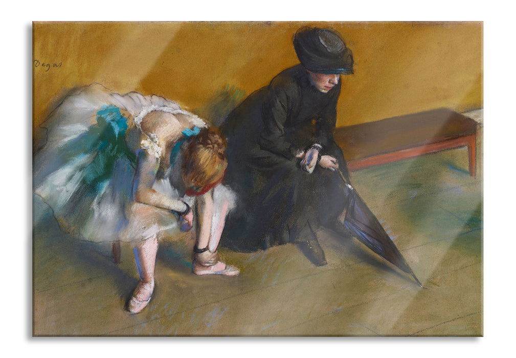 Edgar Degas - Warten, Glasbild