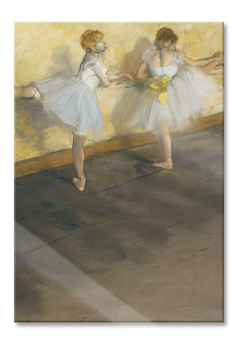 Edgar Degas - Tänzerinnen üben an der Stange , Glasbild