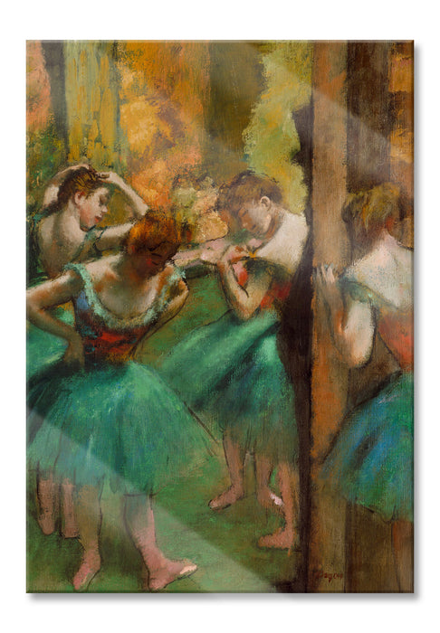 Edgar Degas - Tänzerinnen pink und grün , Glasbild