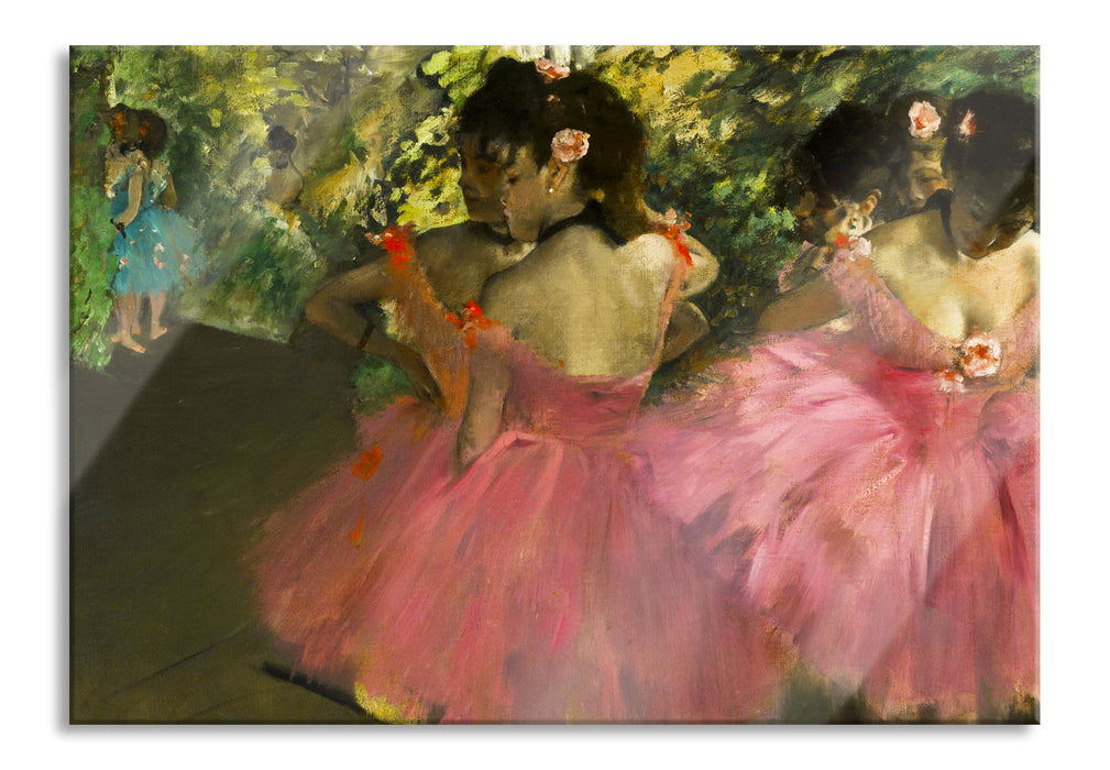 Pixxprint Edgar Degas - Die pinken Tänzerinnen vor dem Ballet , Glasbild