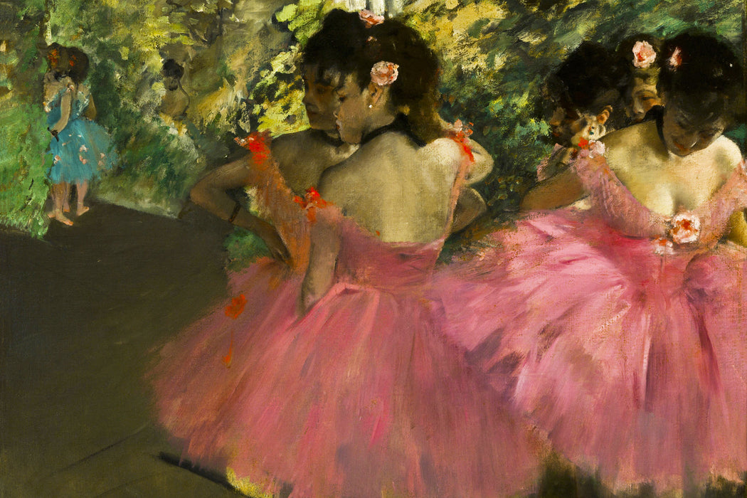 Edgar Degas - Die pinken Tänzerinnen vor dem Ballet , Glasbild