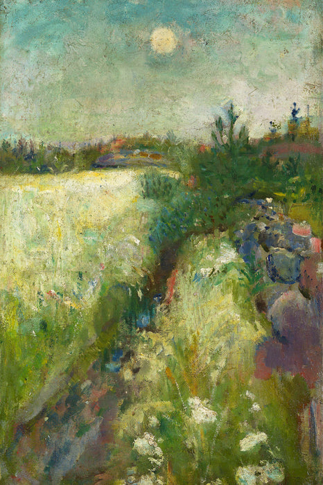 Edvard Munch - Blumige Weide in Veierland , Glasbild