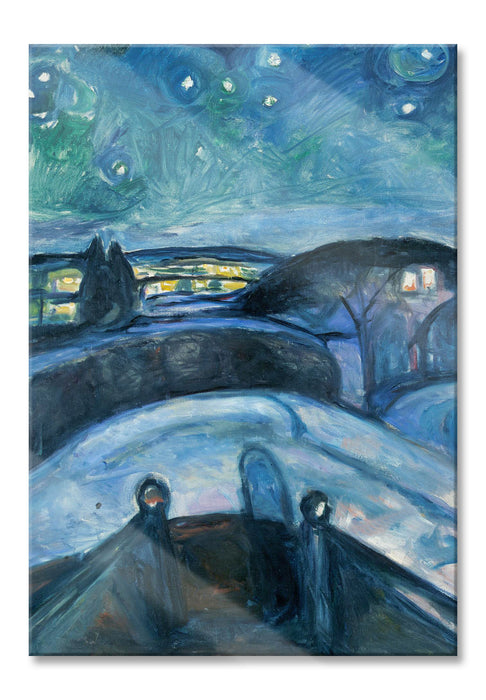 Edvard Munch - Sternennacht , Glasbild