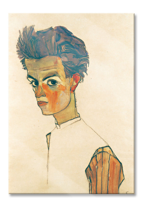 Pixxprint Egon Schiele - Selbstportrait , Glasbild