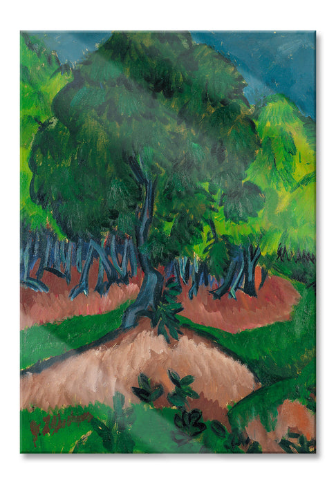 Ernst Ludwig Kirchner - Landschaft mit Maronenbaum , Glasbild