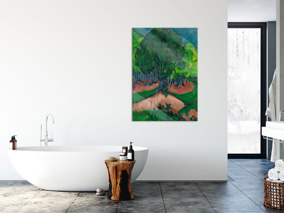 Ernst Ludwig Kirchner - Landschaft mit Maronenbaum , Glasbild