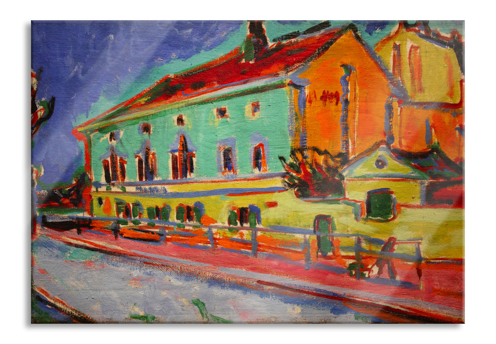 Pixxprint Ernst Ludwig Kirchner - Häuser in Dresden , Glasbild