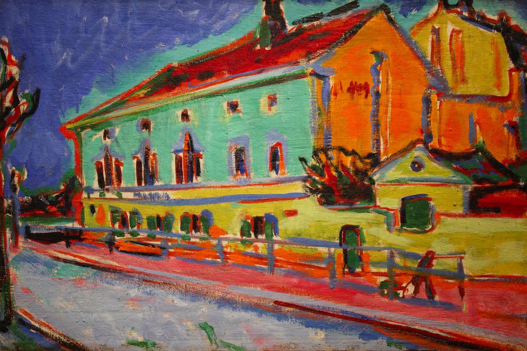 Ernst Ludwig Kirchner - Häuser in Dresden , Glasbild