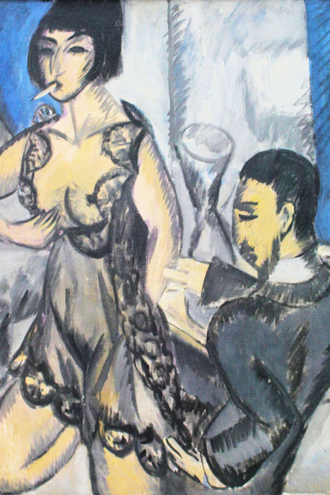 Ernst Ludwig Kirchner - Paar im Zimmer , Glasbild