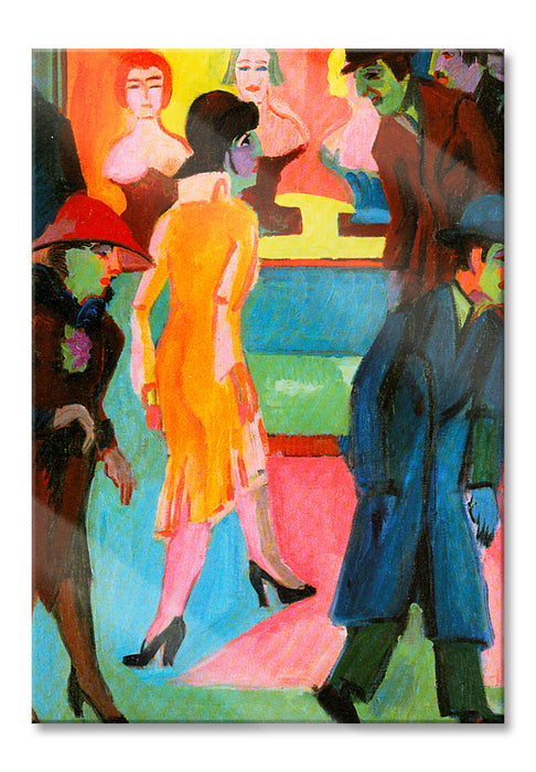 Pixxprint Ernst Ludwig Kirchner - Straßenbild vor dem Frisieurlad, Glasbild