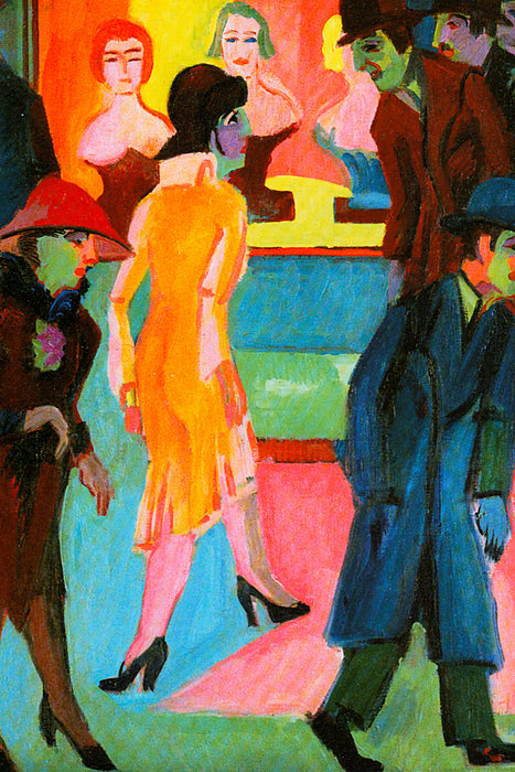 Ernst Ludwig Kirchner - Straßenbild vor dem Frisieurlad, Glasbild