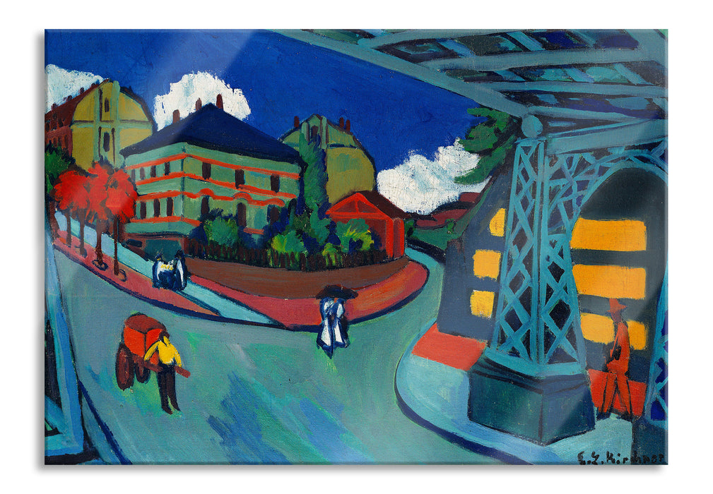 Pixxprint Ernst Ludwig Kirchner - Eisenbahnüberführung Löbtauer, Glasbild