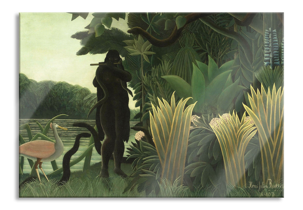 Pixxprint Henri Rousseau - Der Schlangenbeschwörer Naivismus, Glasbild