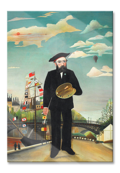 Pixxprint Henri Rousseau - Selbstbildnis mit Palette Naivism, Glasbild