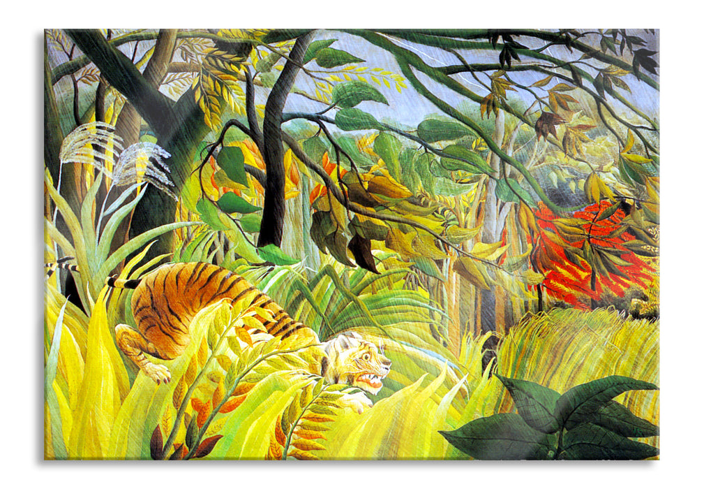 Pixxprint Henri Rousseau - Tiger vom tropischen Sturm überrascht, Glasbild