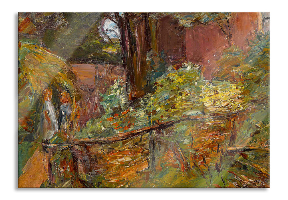 Pixxprint Max Liebermann - Garten mit zwei Kindern, Glasbild