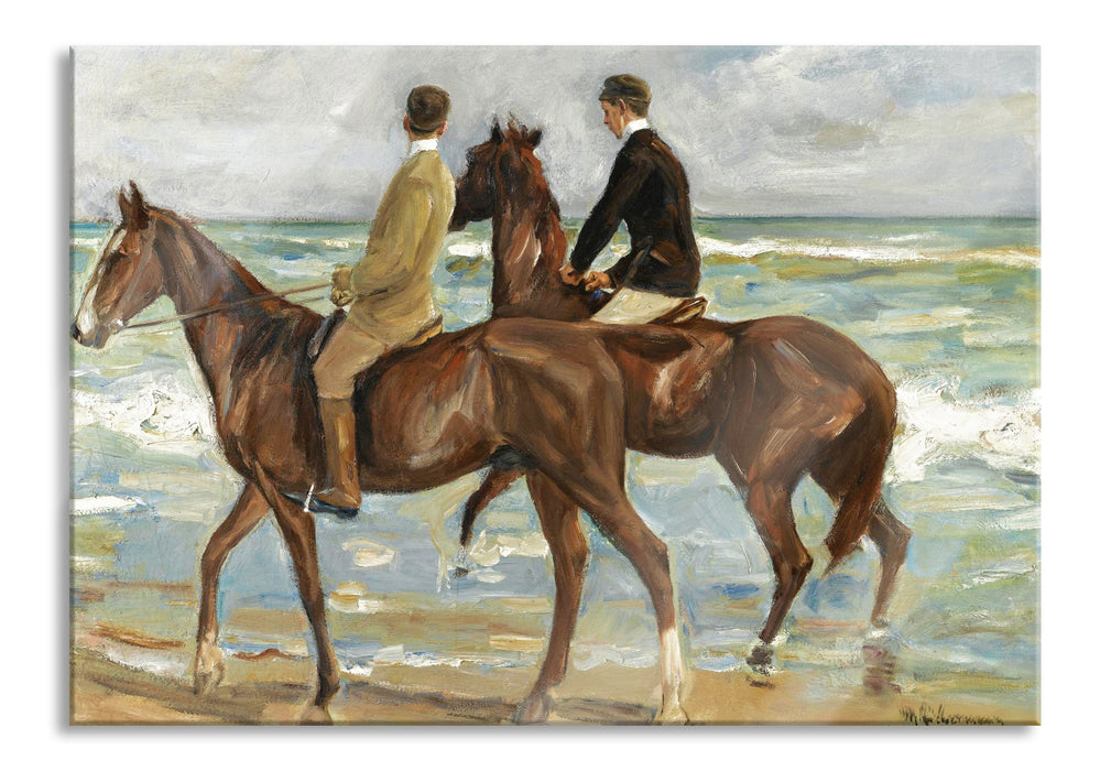 Max Liebermann - Zwei Reiter am Strand , Glasbild