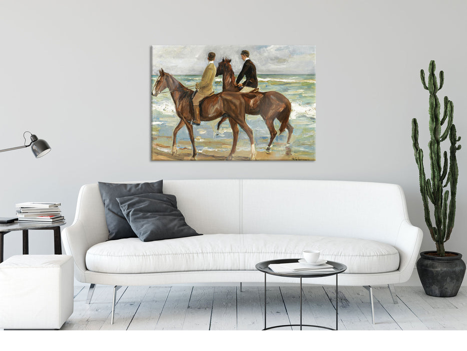 Max Liebermann - Zwei Reiter am Strand , Glasbild