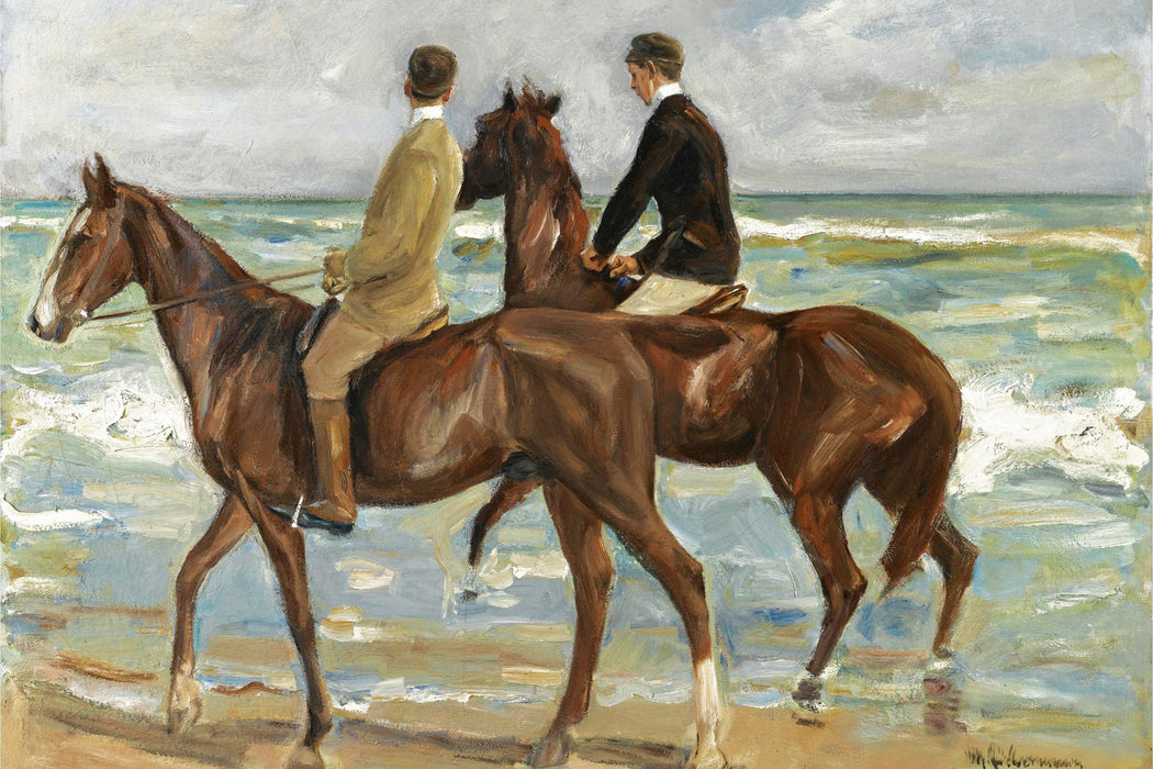 Max Liebermann - Zwei Reiter am Strand , Glasbild