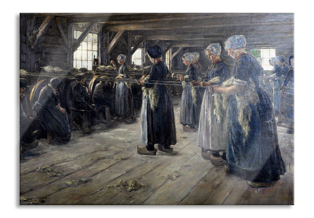 Pixxprint Max Liebermann - Flachsscheuer in Laren , Glasbild