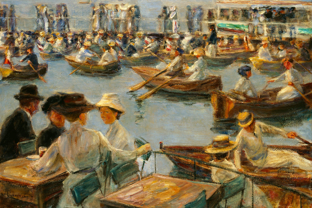 Max Liebermann - An der Alster in Hamburg, Glasbild