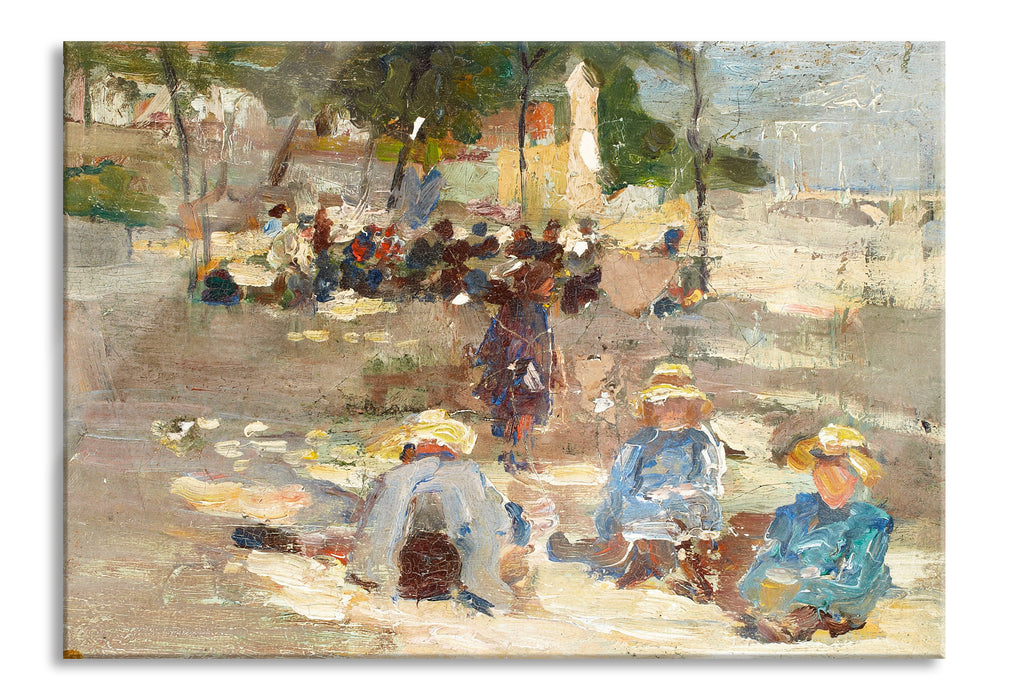 Pixxprint Max Liebermann - Picknick im Park, Glasbild