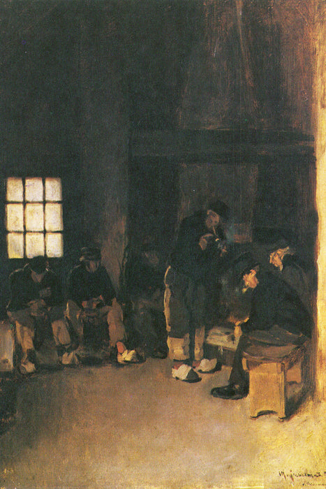 Max Liebermann - In der Lotsenstube, Glasbild