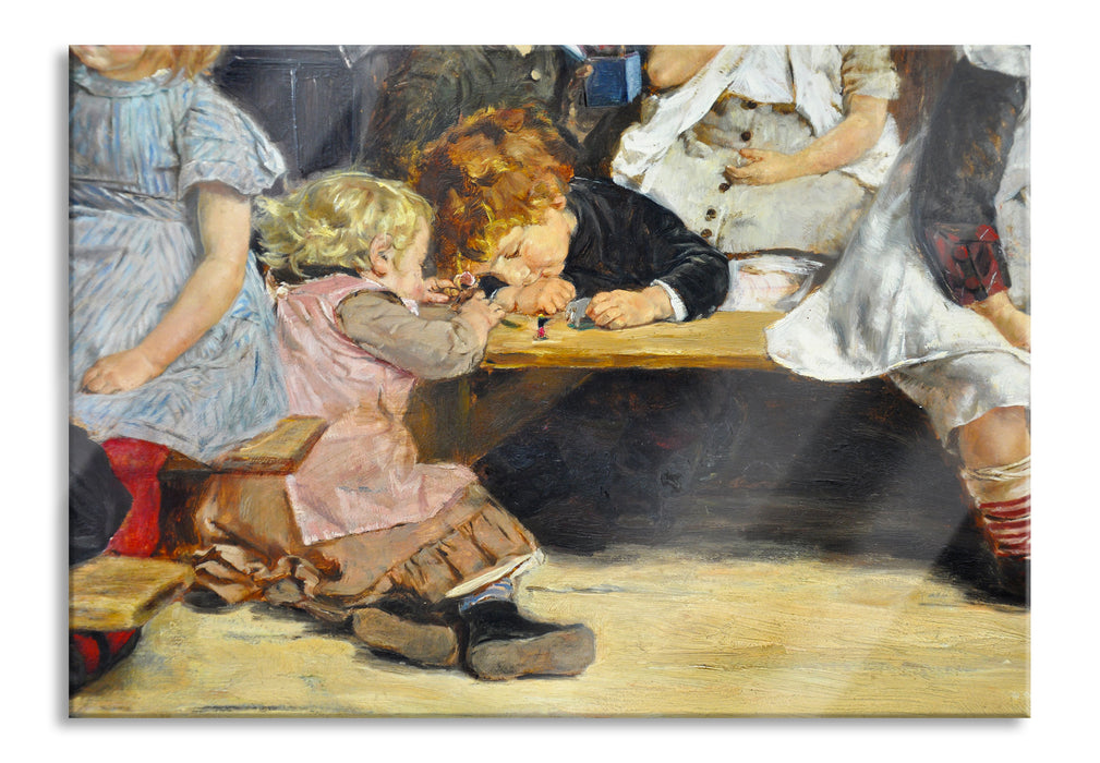 Max Liebermann - Kleinkinderschule in Amsterdam , Glasbild