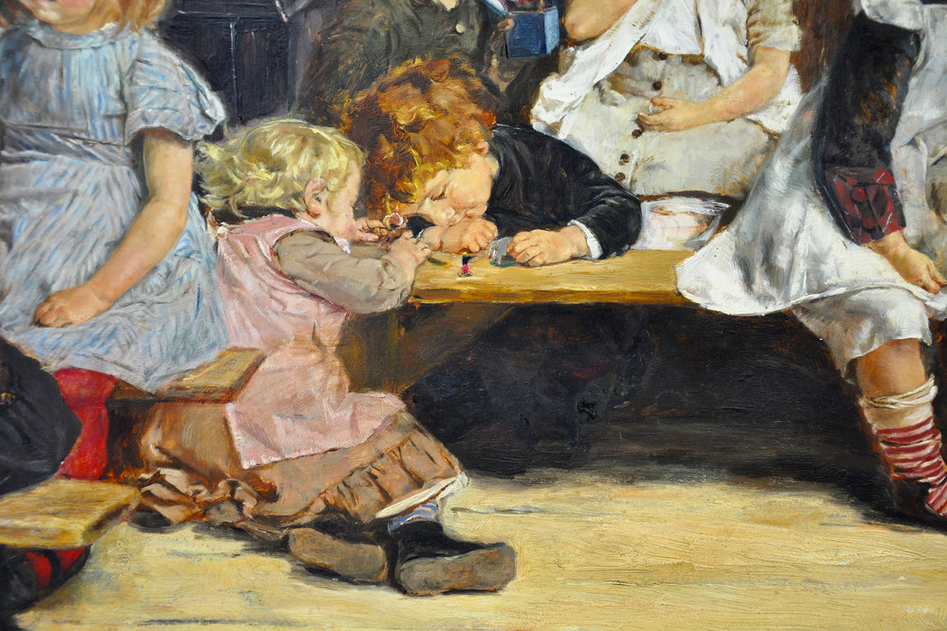 Max Liebermann - Kleinkinderschule in Amsterdam , Glasbild