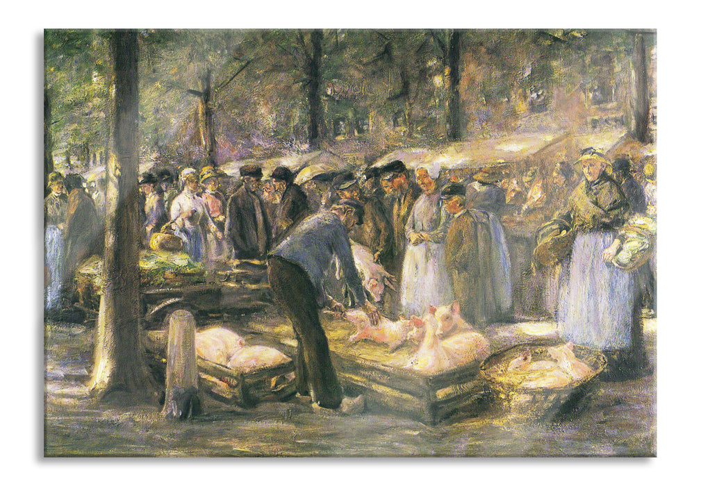 Pixxprint Max Liebermann - Schweinemarkt in Haarlem, Glasbild