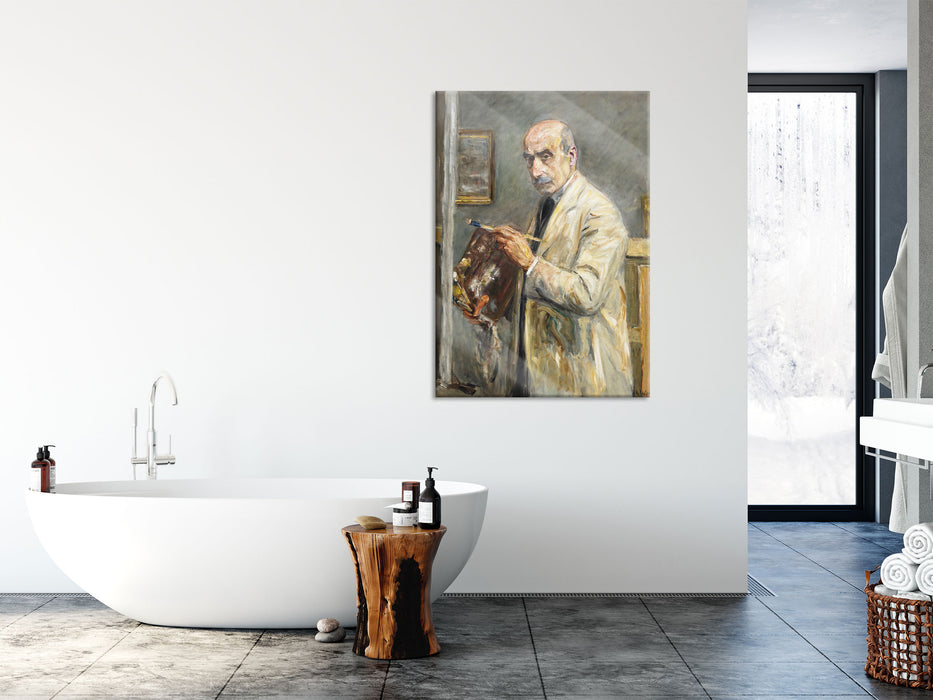 Max Liebermann - Selbstportrait mit Pinsel , Glasbild