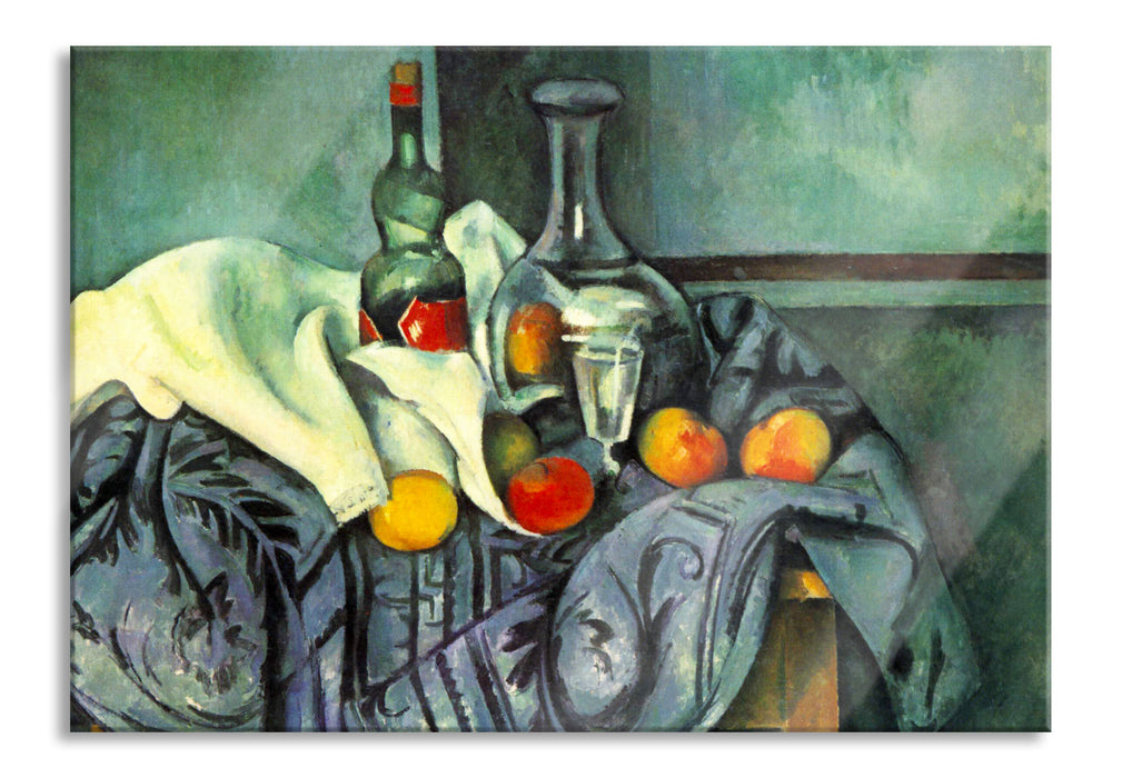 Pixxprint Paul Cézanne - Stillleben Pfefferminzflasche, Glasbild