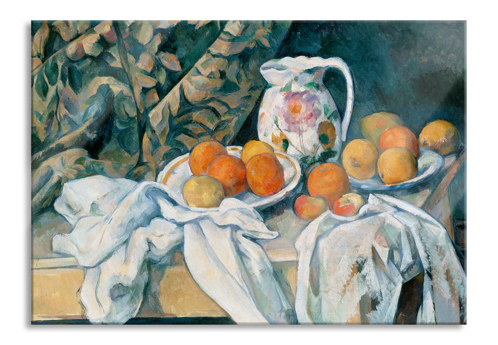 Paul Cézanne - Stillleben mit Vorhang, Glasbild